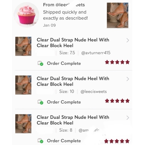 Clear Dual Strap Nude Heel With Clear Block Heel - Picture 7 of 8